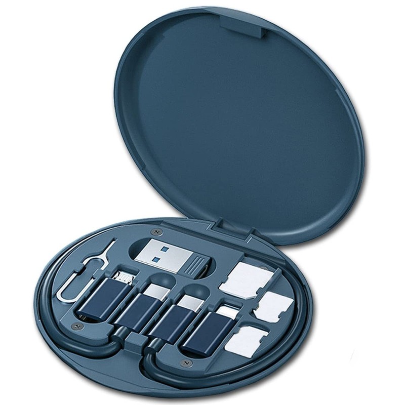 Multi USB Charging Adapter Cable Kit, C to iOS Device Box, blue gallery