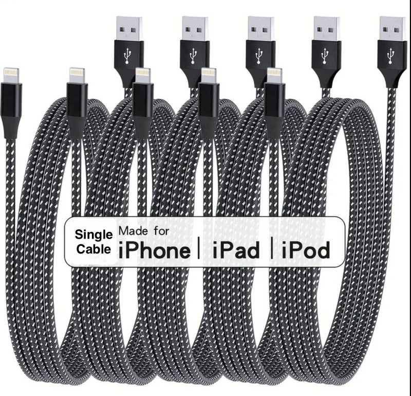 iPhone 14 13 12 11 X XR 8 Braided Fast Charging/ Data Cable Heavy Duty USB Cord
