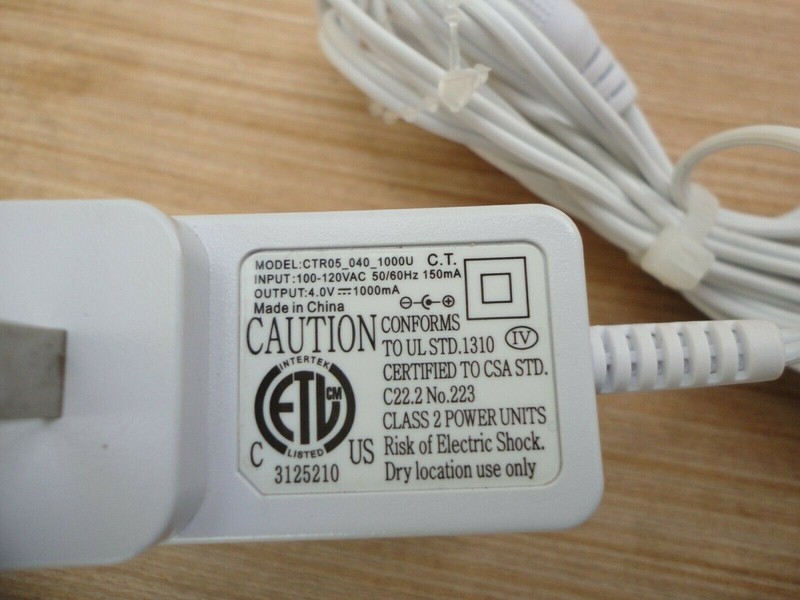 C.T. AC/DC Adaptor  4.0V/1000mA  –   CTR05-040-1000U       CTR05-040-1000U