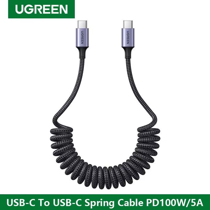 UGREEN 100W USB-C Car Cable Coiled Spring Type-C PD Fast Charging Data Sync gallery