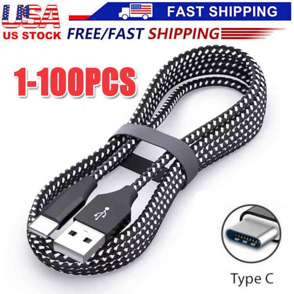Braided USB C Type-C Fast Charging Data SYNC Charger Cable Cord 3/6/10FT Lot