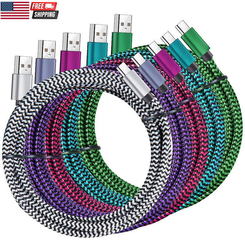 USB Type C Cable, 5 Pack (6FT) Nylon Braided USB C Cables 3A Fast Charging Charg