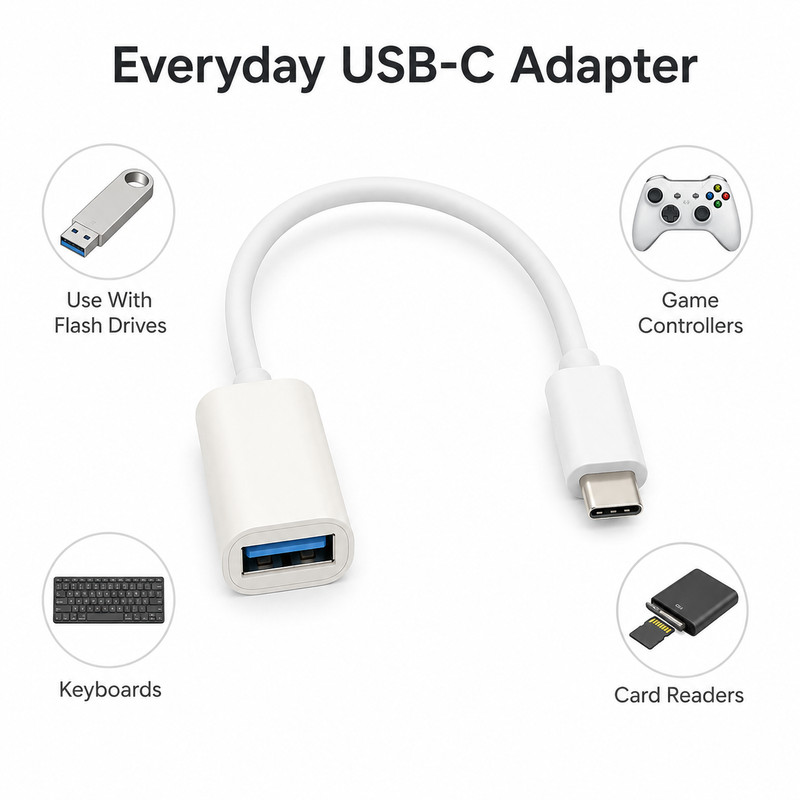 USB-C OTG Cable 20cm White for Honor 50 Pro Flash Drive Keyboard
