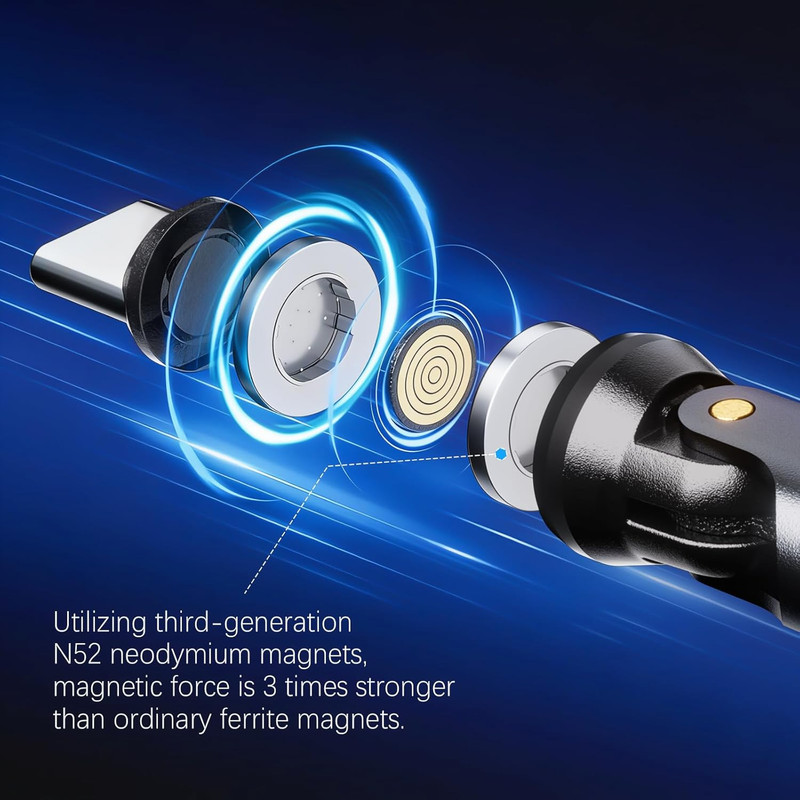 Magnetic USB C to C Adapter, 240W PD Fast Charging, 480Mbps Data Transfer, 540°R gallery