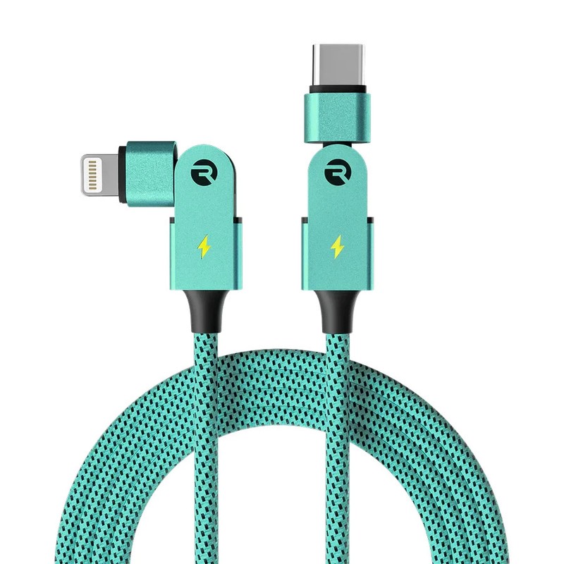 Raycon® Magic Spin Pro 100Watt Apple® to USB-C® Charge and Sync Cable 3.3ft-Mint