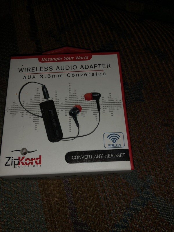ZipKord Wireless Audio Adapter for 3.5mm Conversion Headphones – Black