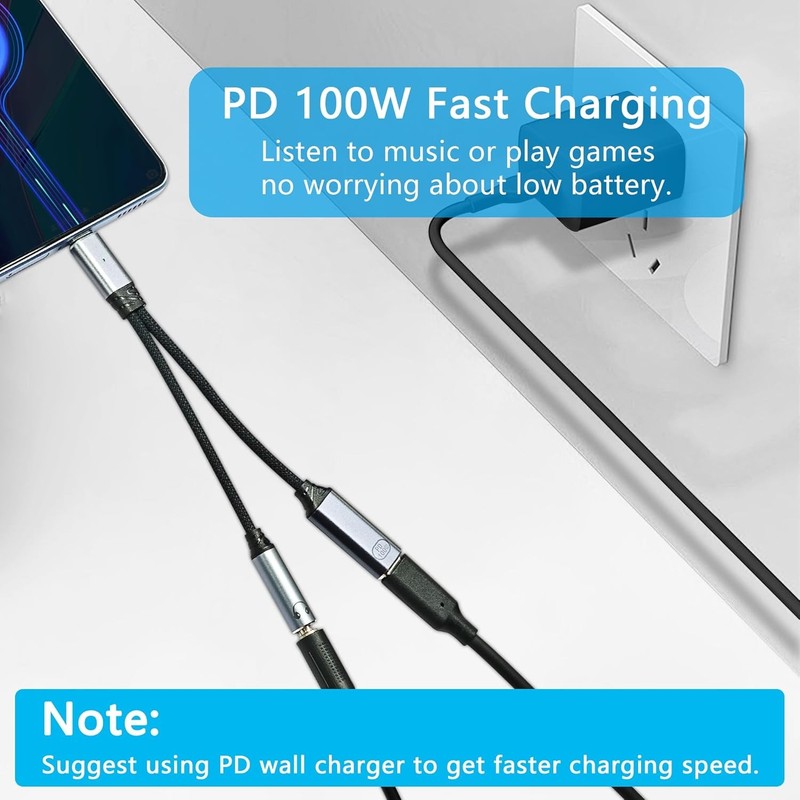 USB C to 3.5mm Headphone Jack and Charger Y Splitter Adapter, 2 in 1 USB Type C gallery