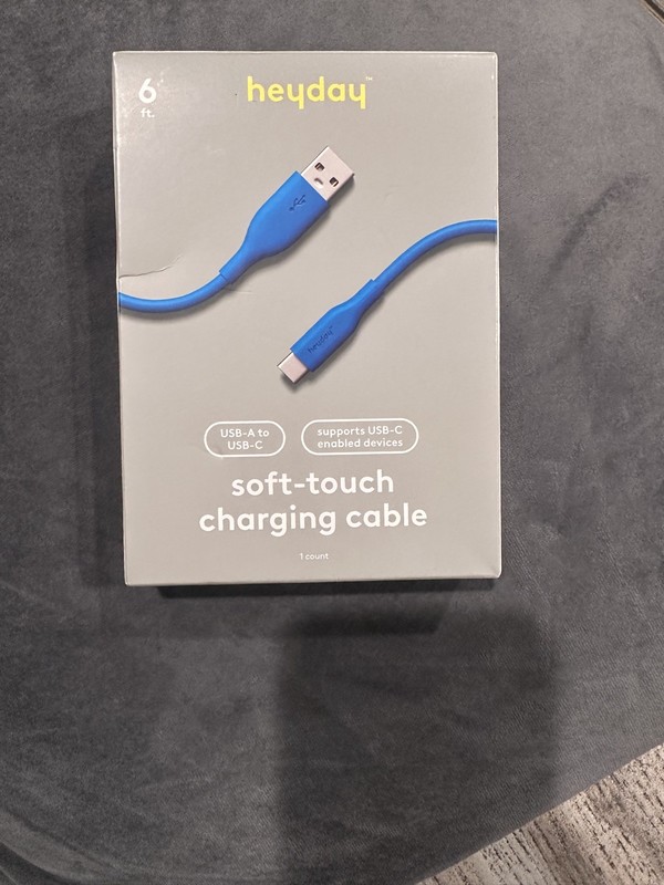 Heyday 6 Ft. USB-A To USB-C Soft Touch Charging Cable Turquoise New Sealed Box gallery