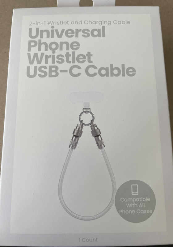 GEMS 12.6″ Universal Phone Wristlet USB-C Charging Cable – White