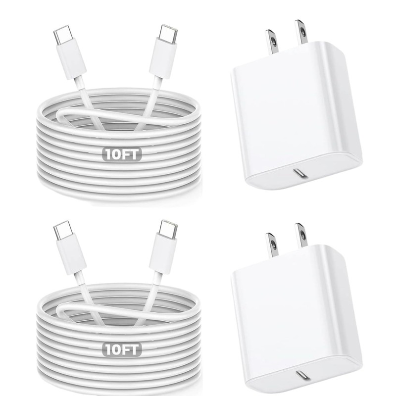 2 Pack 10ft USB C to C Cable Fast Charging Type C Charger Cord Replacement