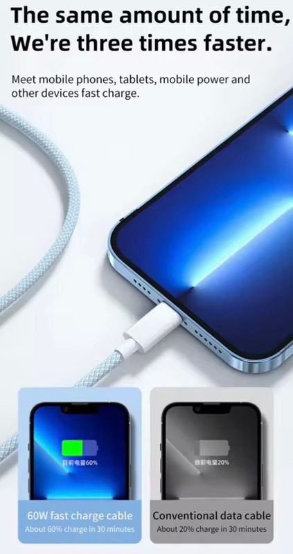 60W 6A USB Type C to Type C Cable Data Line For Iphone 15 16 Samsung Xiaomi Fast gallery