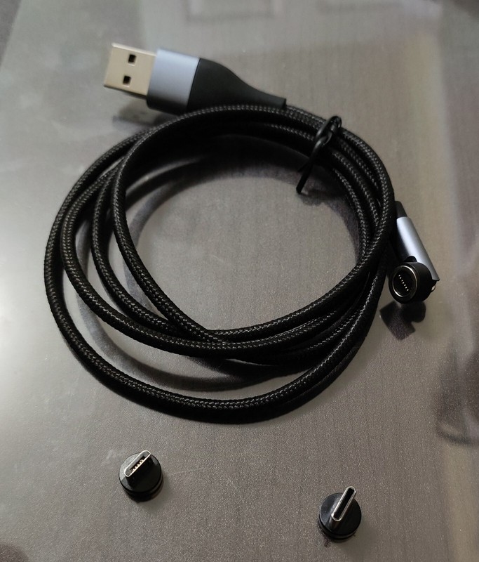 USB C / Micro Magnetic Rotating Charging Data Cable 3FT 7PIN QC 2.0/3.0