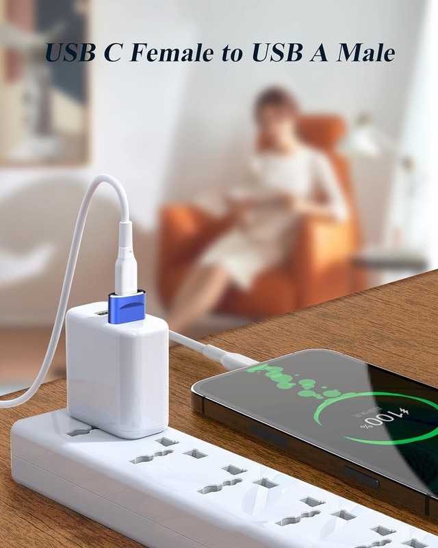 USB C Female to USB Male Adapter Type C to USB USB-C to A Converter- 4Pk, Blue gallery