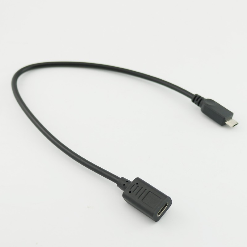 1FT Micro USB Male to USB Type C Female Jack Adapter Charger Cable Android Phone