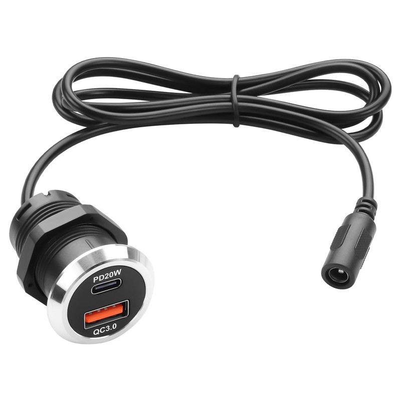 DC 5525 to USB A & USB C Desktop Flush Mount Charging Connector DC 5.5×2.5mm ...