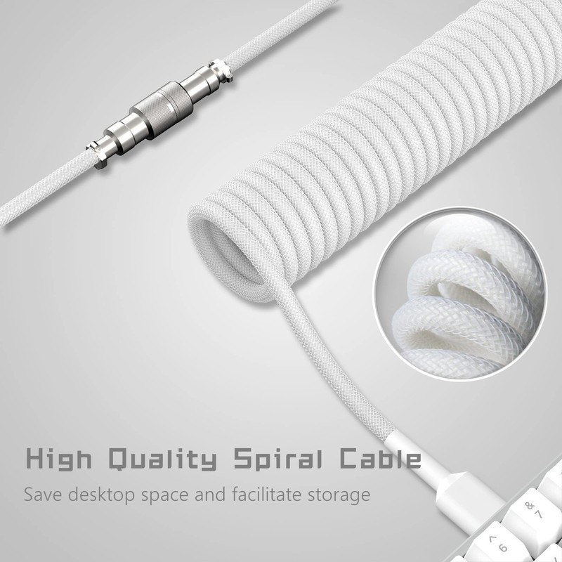 Coiled Keyboard Cable - Detachable Aviator Coiled Cable White gallery