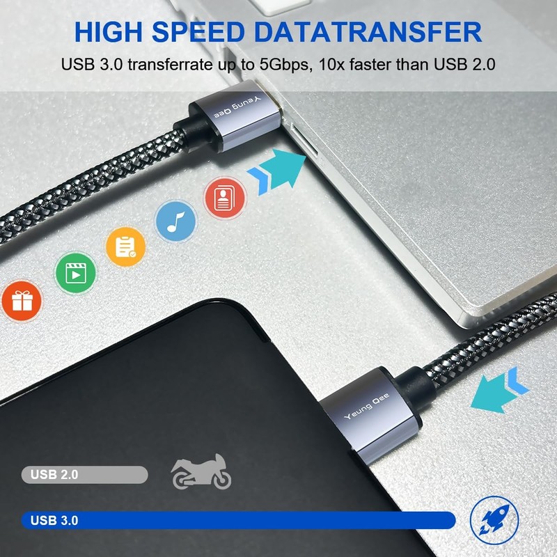 15ft/5M USB 3.0 A To A Male To Male Cable Double End Cord Data Transfer Hard gallery