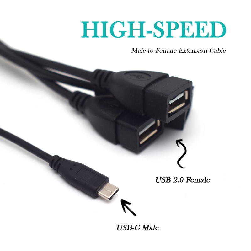 1x USB-C to 3-Port USB-A Hub Cable for Data Transfer & Power Charging with Chip gallery