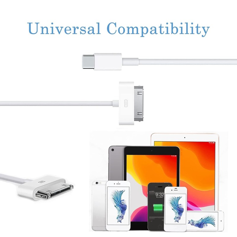 30-Pin To USB C Adapter Charging Data Sync Cable for IPhone 4 4S 3GS IPad 3 Lot gallery