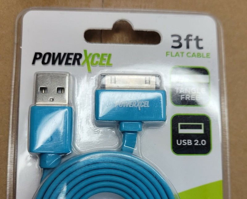 PowerXcel 30pin to USB Sync & Charge Cable 3ft Flat Cable USB 2.0 Tangle Free gallery