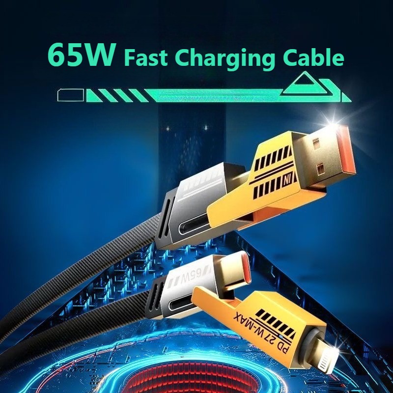 4-in-1 USBC Cable PD27W/65W Dual Type-C Fast Charging Data Cord for Laptop/Phone gallery
