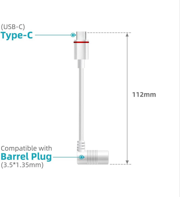 2PCS Barrel Plug to USB-C Adapter for Ring USB C Outdoor Cameras, Barrel gallery