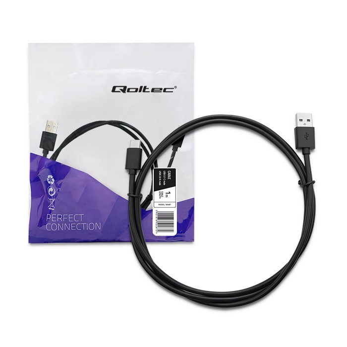 Qoltec USB-C to USB-A Cable 1m 3A Fast Charging OTG