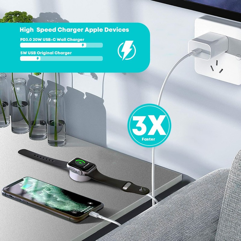 Magnetic Fast Charger Cable USB C Block For iPhone Apple Watch 9/8/7/6/5/4/3/2/1 gallery