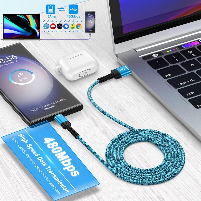 USB Charger Cable Fast Charging 3 Pack 3ft for Samsung Galaxy Z Flip 7 FE 6 5... gallery
