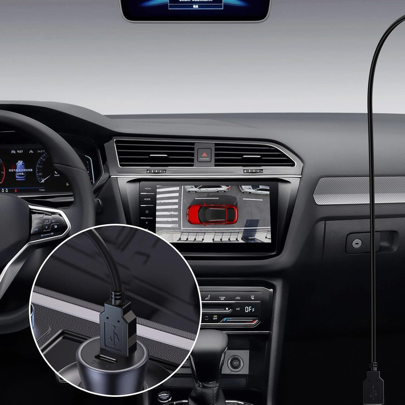 Weishan USB C Dash Cam Power Cord, USB to 90-Degree USB-C Charging Cable for Das gallery