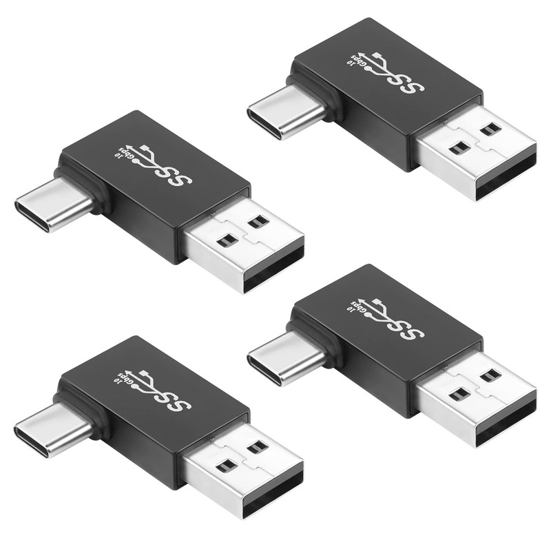 USB3.1 Male To USB C Male 90 Angle Adapter 10Gbps QC60W/PD15W Connector 4 PCS
