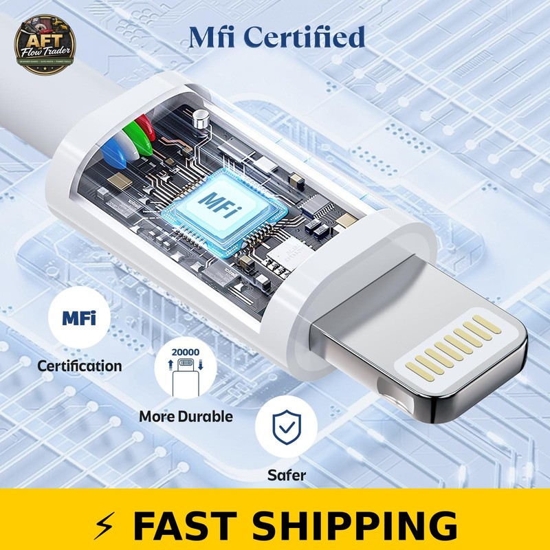 RCTech USB C to Lightning Cable 3Pack 6FT MFi Certified Fast Charging White gallery