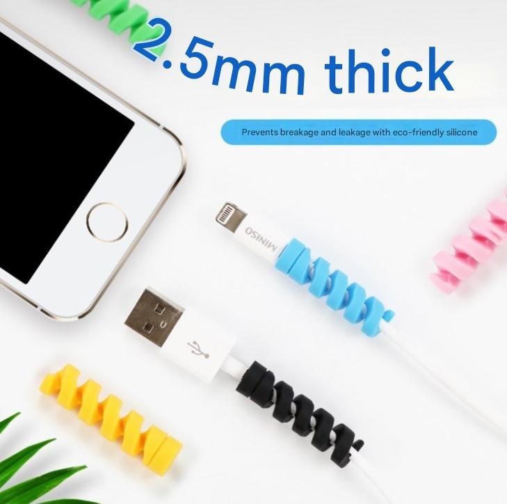 Cute Cable Protector 10pcs Charger Saver Anti Break Spiral Cord Cover Colorful gallery