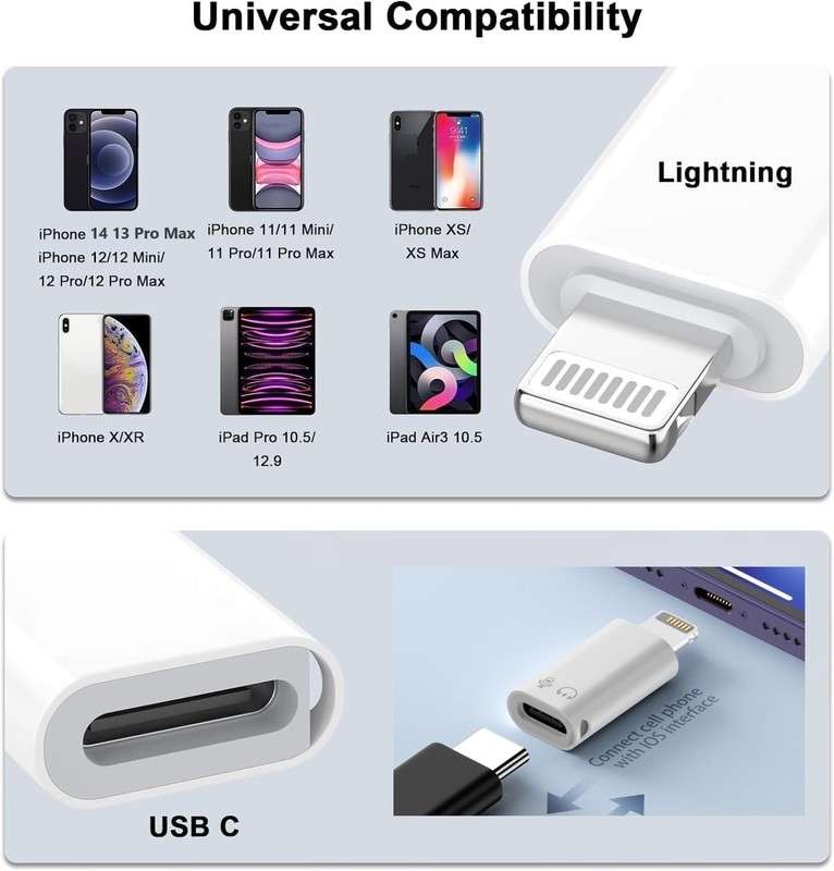 [Apple MFi Certified] 2 Pack Lightning Male to USB C Female Headphones Adapter,L gallery