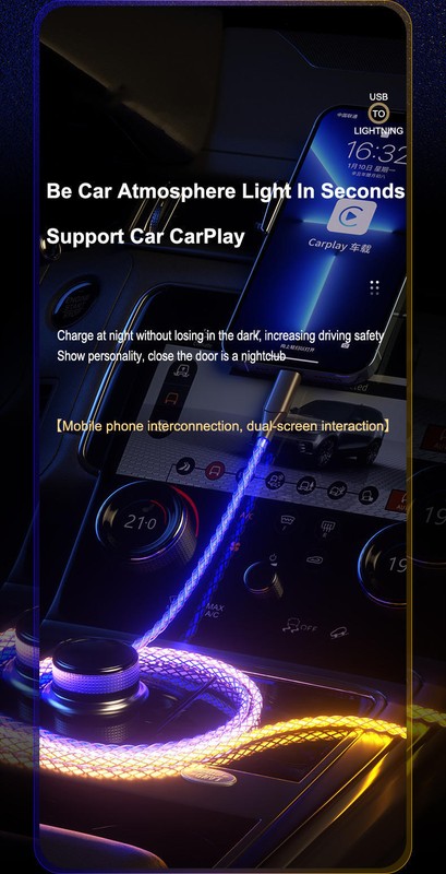 LED RGB Multi Light up USB Type C Fast Charge Cord Samsung Android iPhone 17 16 gallery