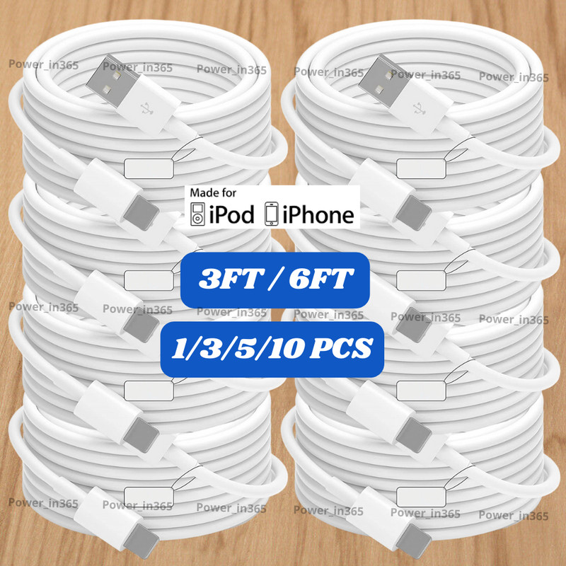 USB Charger Cable Charging Cord 3/6FT For iPhone 6 7 8 X XR XS 11 12 13 14 Lot