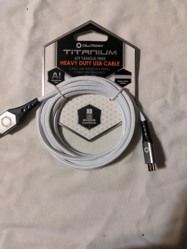New Celltronix Titanium 6ft Tangle Free Heavy duty -USB-Micro Lightening