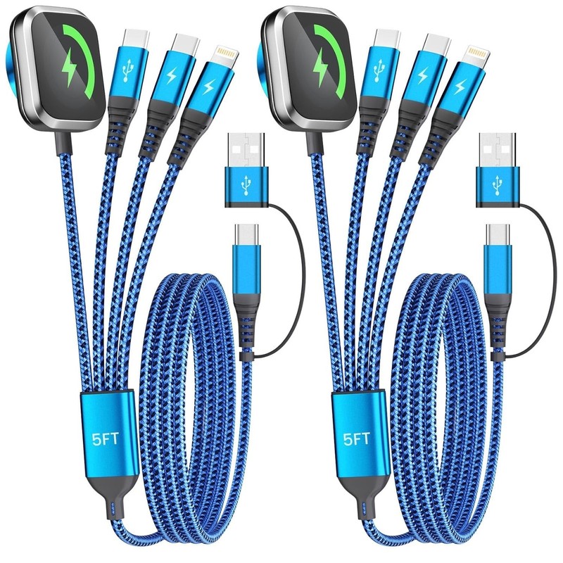 Multi Charging Cable for iPhone iWatch Charger with Dual Type-C Ports, 5FT | 4 i