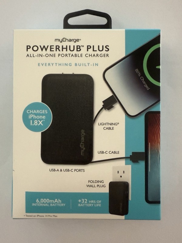 MyCharge PowerHub 6,000 mAh Black Mini Portable PowerHub Plus Charger Bank