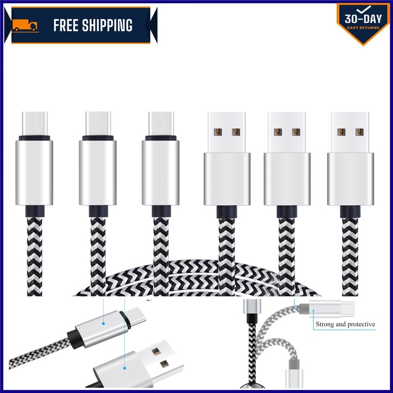 Versatile 3-Pack of 10ft USB C to USB A Cables – Fast Charge & Durable Design