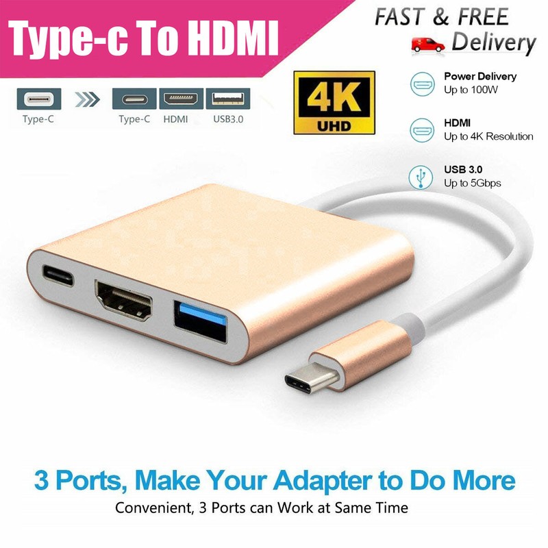 NEW USB Type C to HDMI HDTV TV Cable Adapter Converter For USB-C Phone Tablet