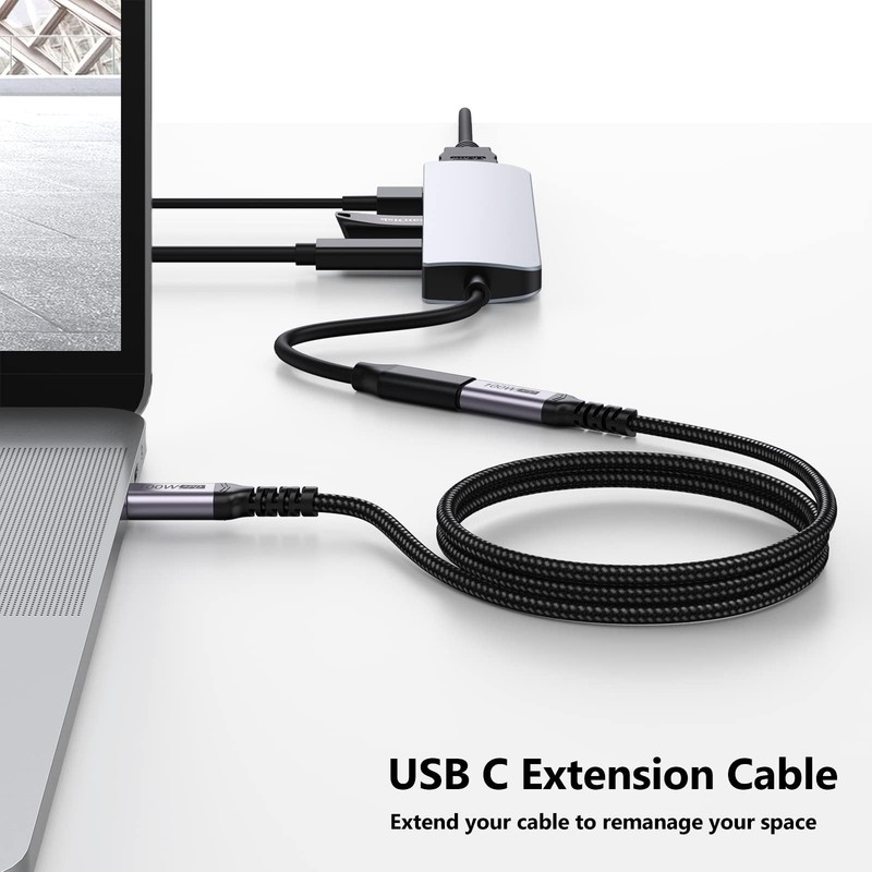 2 Pack USB C Extension Cable 6ft USB3.2 Gen2 Extender Male to Female 10Gbps gallery