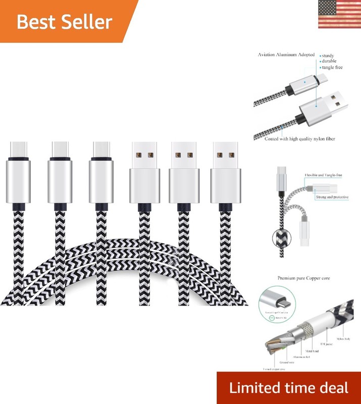 High-Speed 3Pack 10ft USB C to USB A Cables – Quick Sync, Durable Design