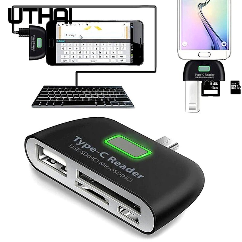 USB C 3.1 Type-C to USB 3.0 OTG HUB Phone Adapter Micro SD Memory Card Reader gallery