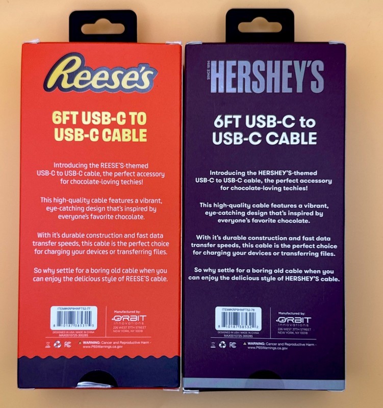 Reese’s And HersheysCandy Novelty Themed 6 ft Phone Charger USB-C to USB-C Cable gallery