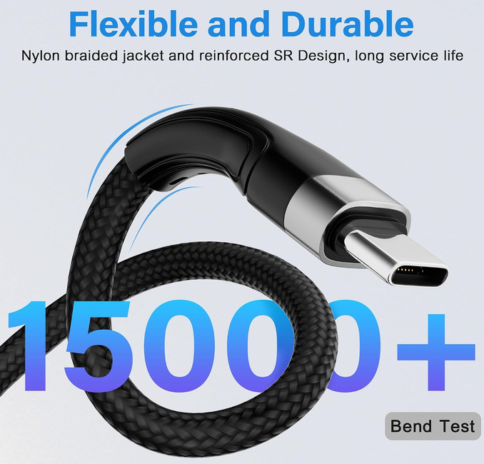 2 Pack USB C to USB C Premium Cable 4FT Braided 60W Fast Charging Black gallery