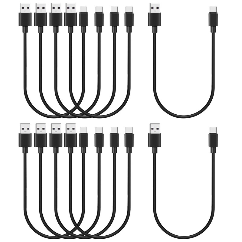 Short USB to USB C Cable 1ft 10-Pack, Bulk USB A to Type C Charging Cable, 12…