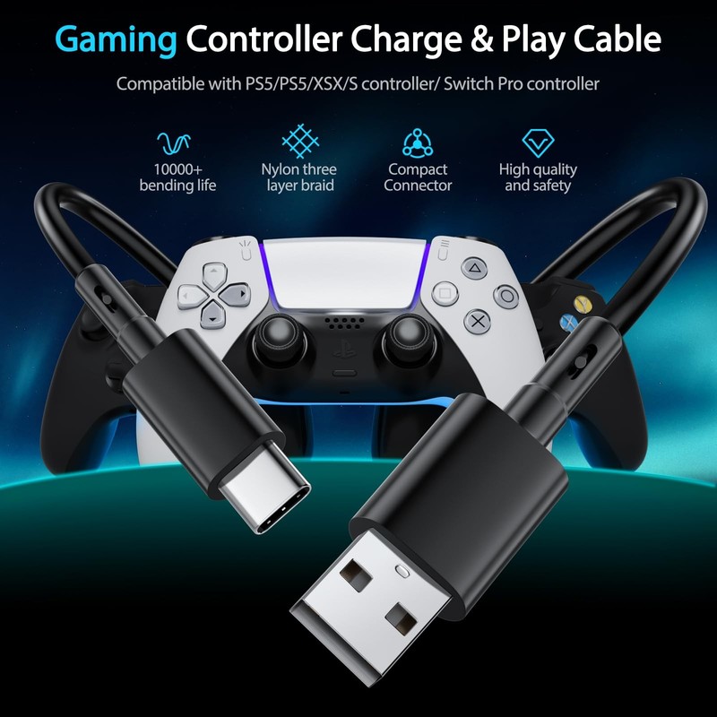 USB C Charging Cable,PS5 Controller Charger Cord for Xbox Series S X Elite Se... gallery