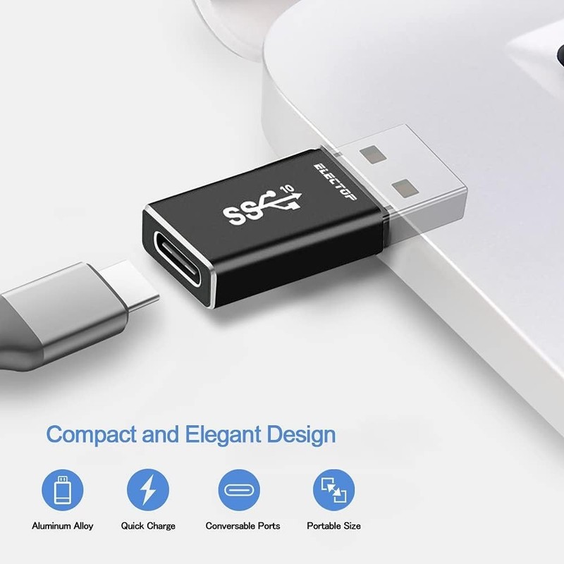 USB A to C Adapter 10Gbps 3.1 Gen 2 Male to Female Converter Black gallery