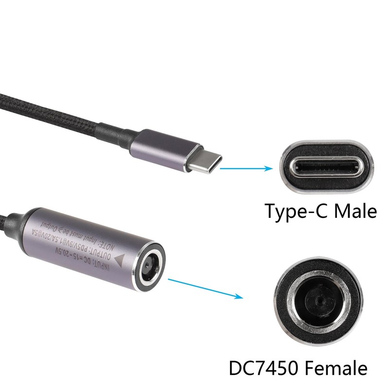 PD 100W DC 7.4mm x 5.0mm Female(7.4 x 0.6mm) Input to USB Power Charging Cabl... gallery